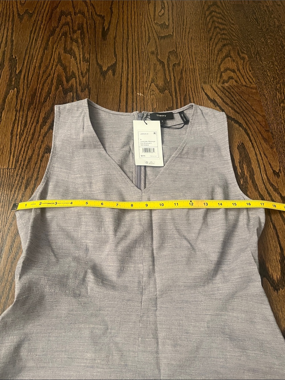 NEW! Theory Sleeveless Good Linen l Light Gray A-Line Jemion Sharkskin Dress - Picture 5 of 10